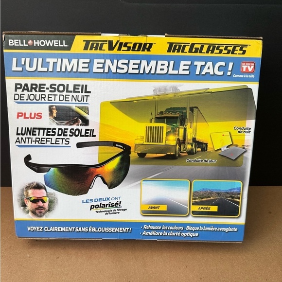 NIB Bell + Howell Ultimate Tac 2-in-1 Bundle Sun Visor and Anti-Glare Sunglass - Picture 2 of 3